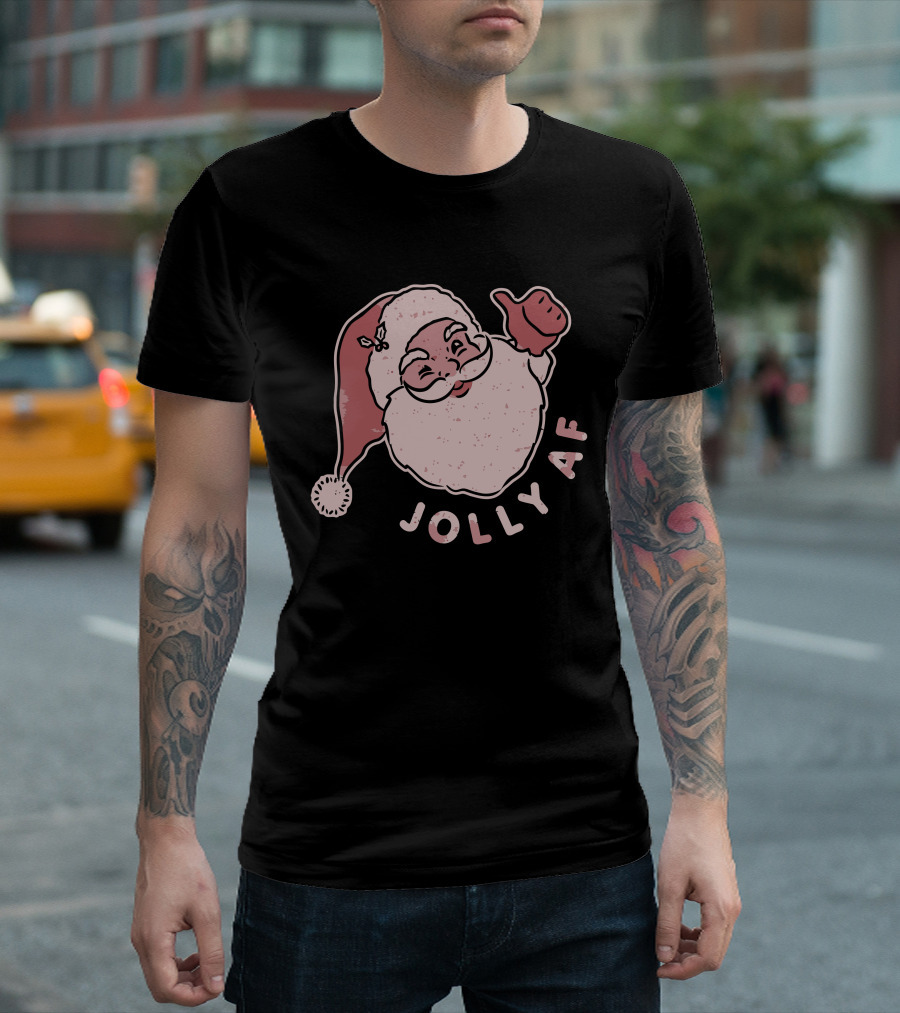 Jolly AF Santa Claus Winking With Thumbs Up T-Shirt