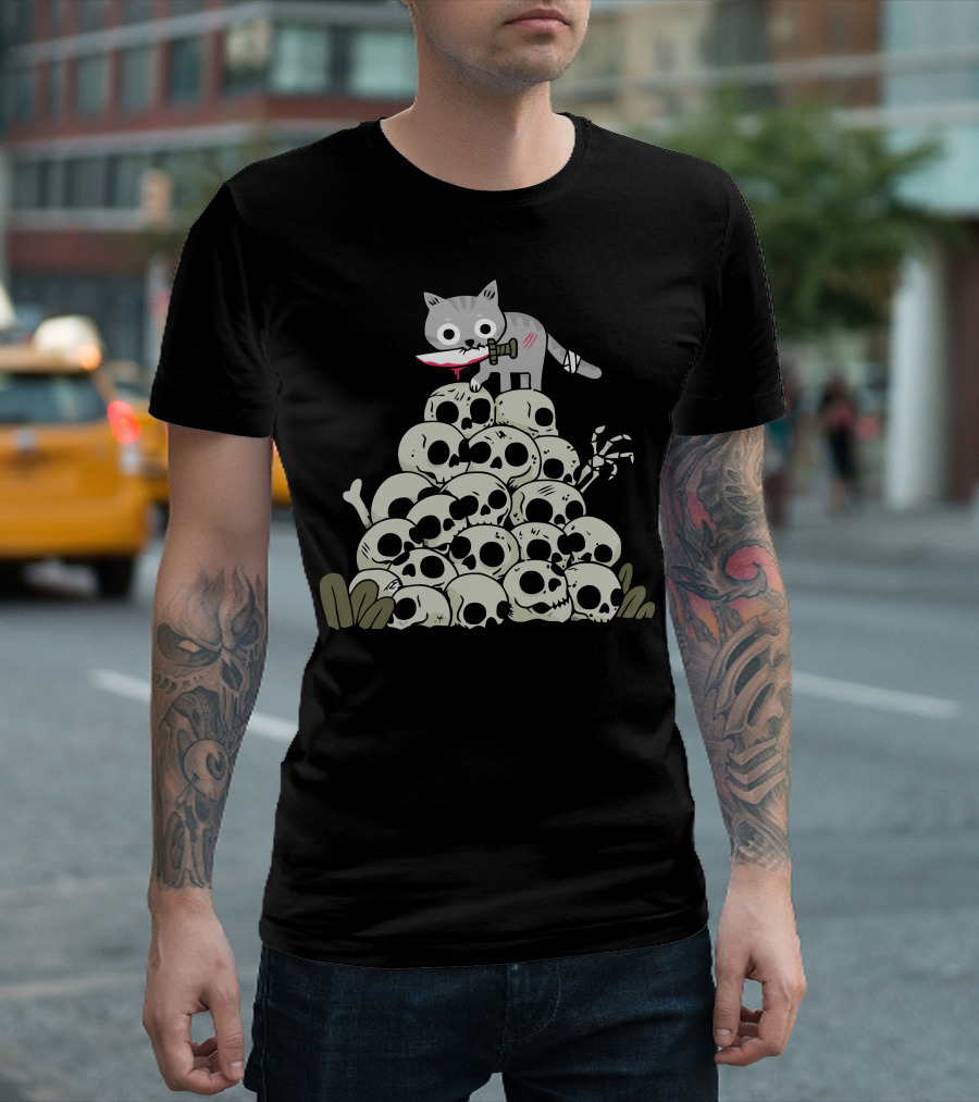 Killer Cat New Skull Pile T-Shirt