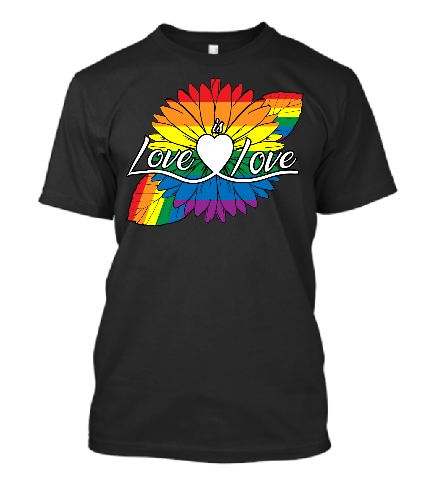 Love Is Love Rainbow Sunflower Heart T-Shirt
