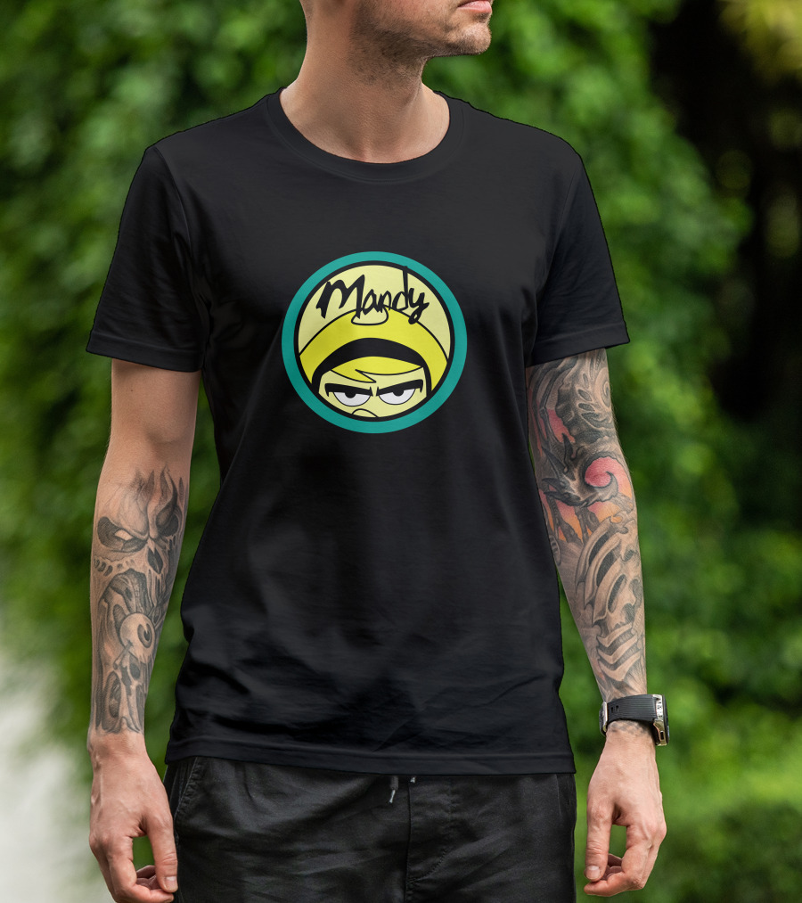 Mandy Circular Icon With Yellow Hat And Intense Eyes T-Shirt