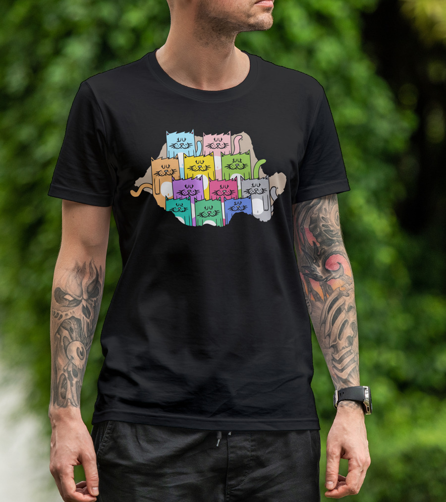 Meow Mania The Land Of Colorful Cats T-Shirt