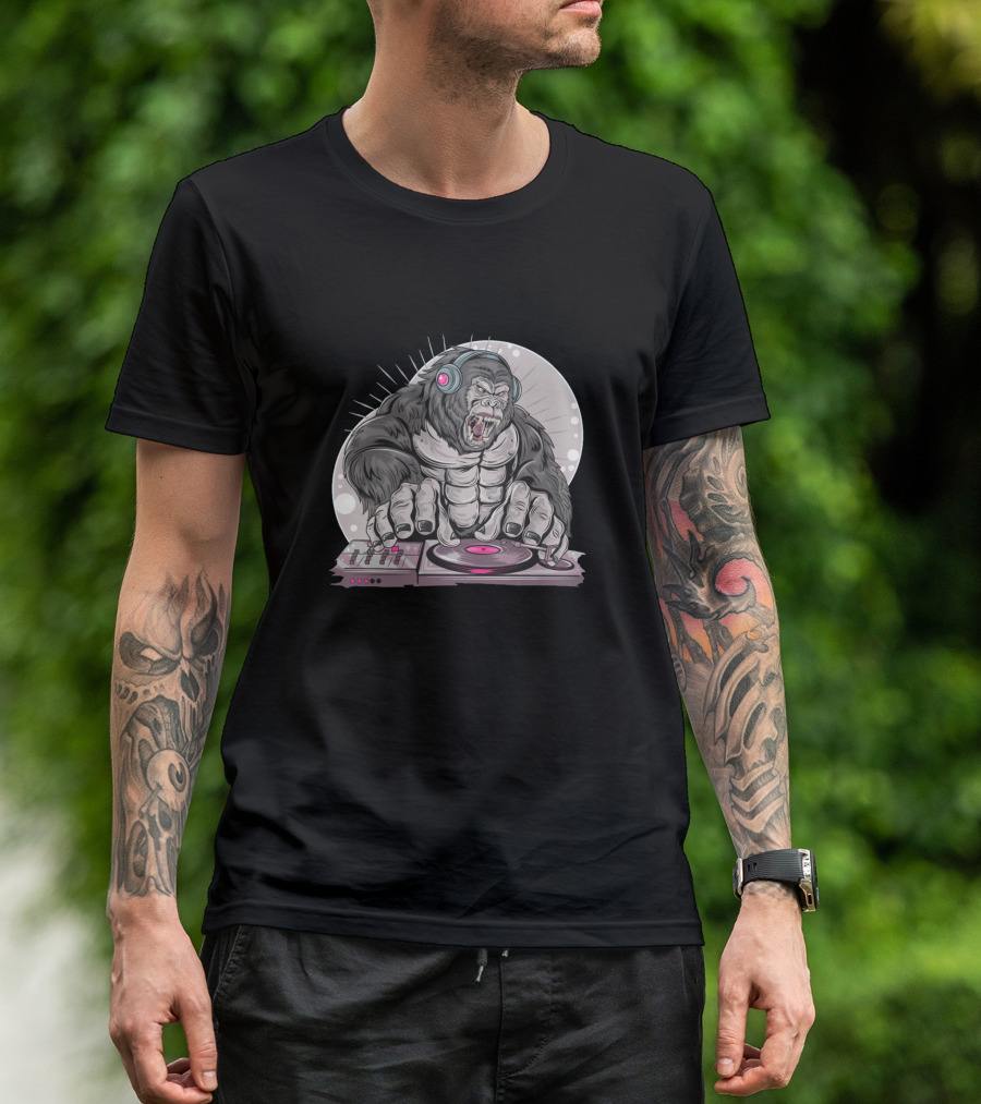 Monkey DJ Spinning Beats With Headphones T-Shirt