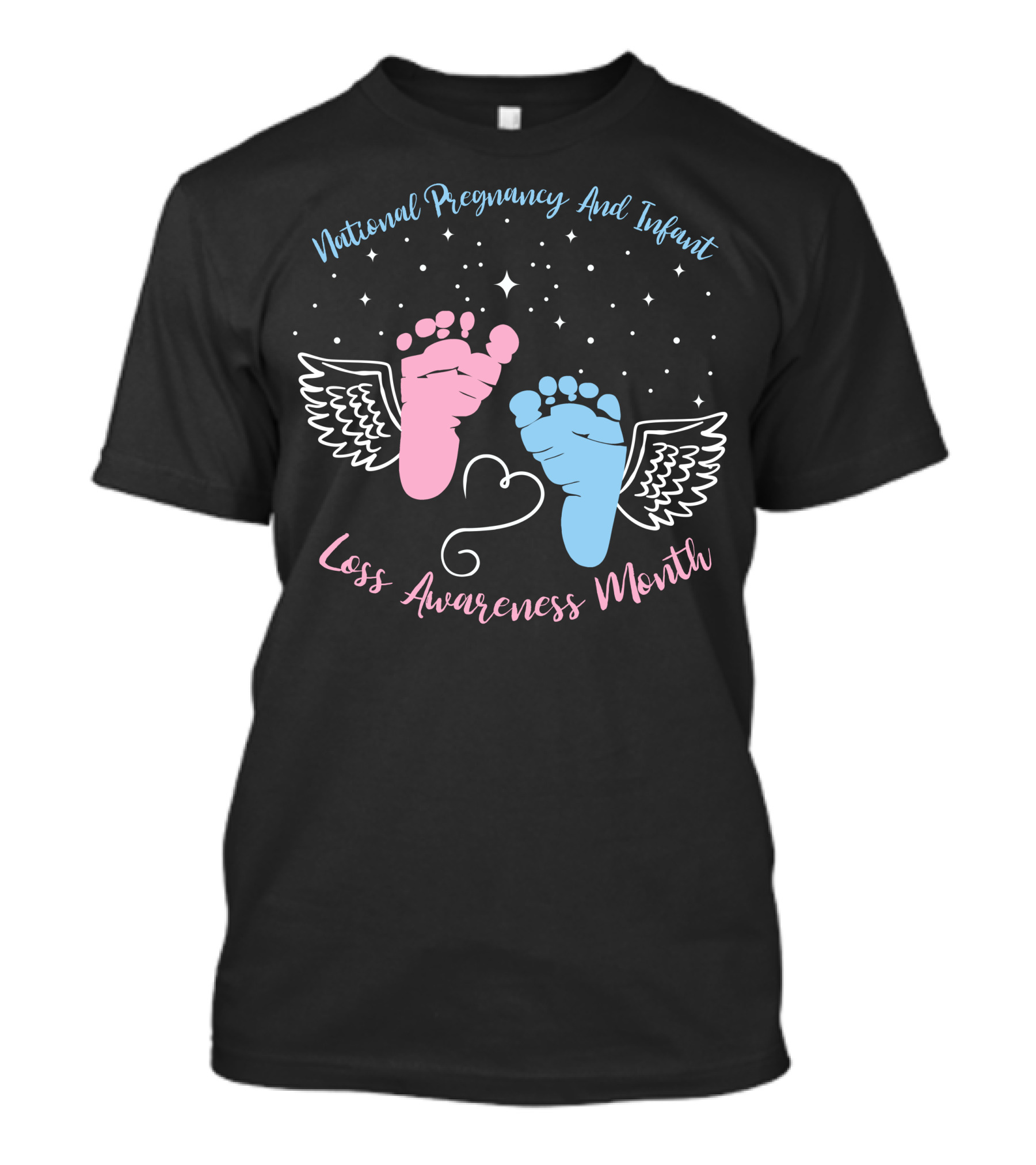 National Pregnancy And Infant Loss Awareness Month Wings And Stars T-Shirt