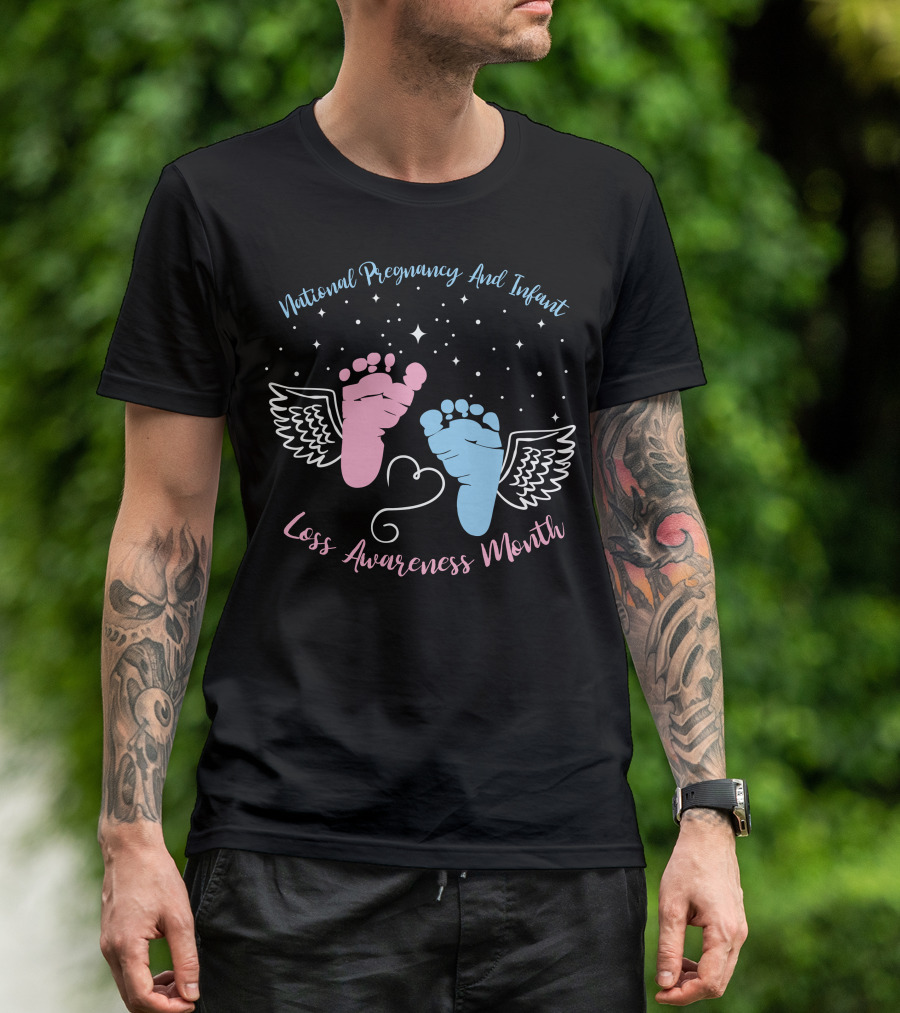 National Pregnancy And Infant Loss Awareness Month Wings And Stars T-Shirt