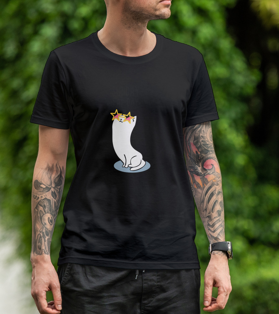Sunday Fab Day Cat With Star Sunglasses T-Shirt