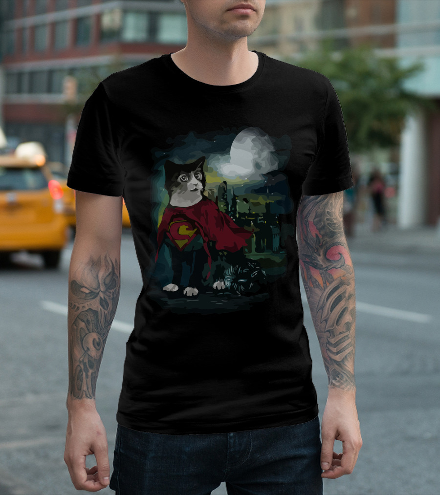 Super Cat Hero in Gotham City Under the Moonlight T-Shirt