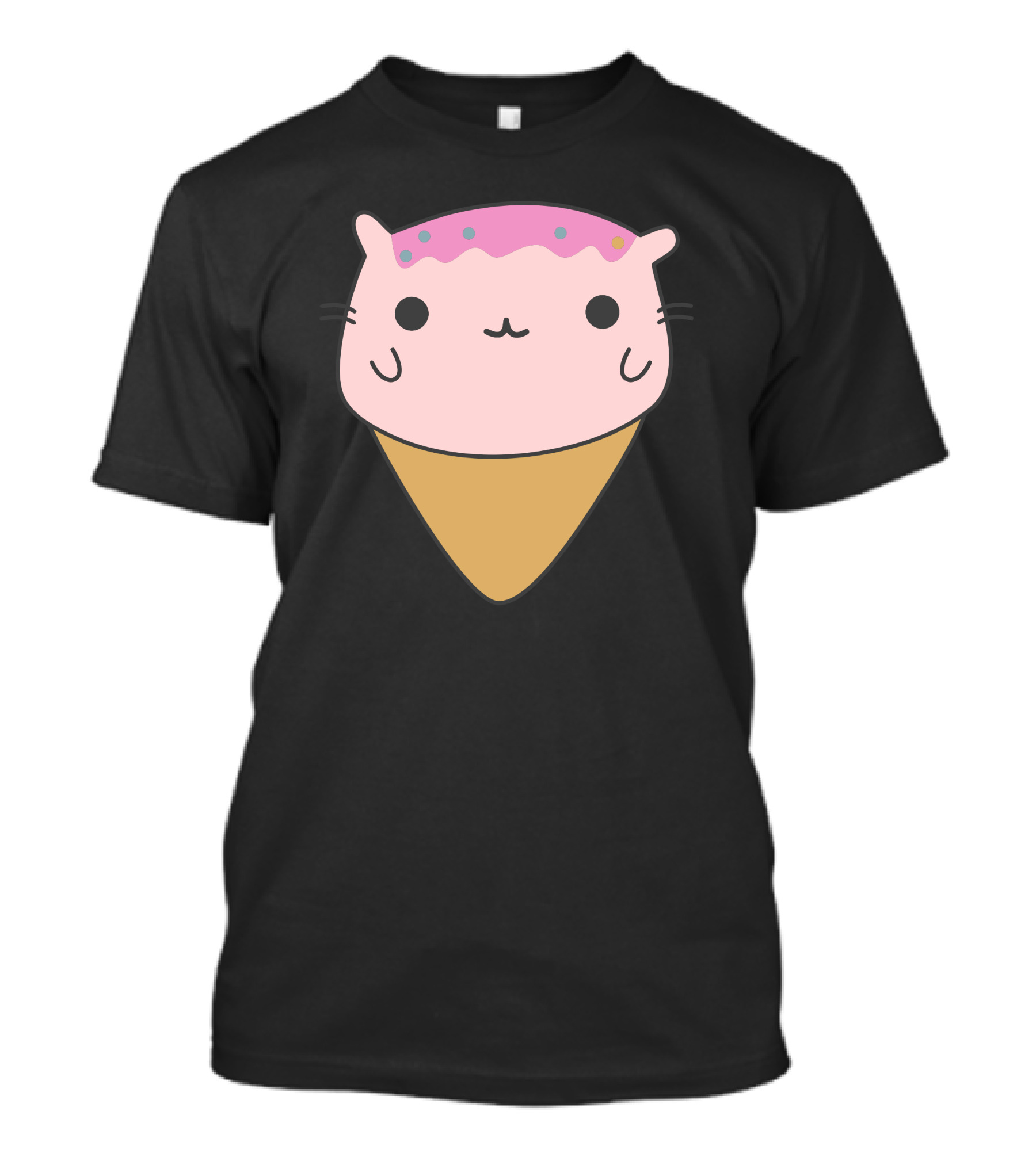 Sweet Cat Ice Cream Cone Kawaii Pastel Dessert Mashup T-Shirt