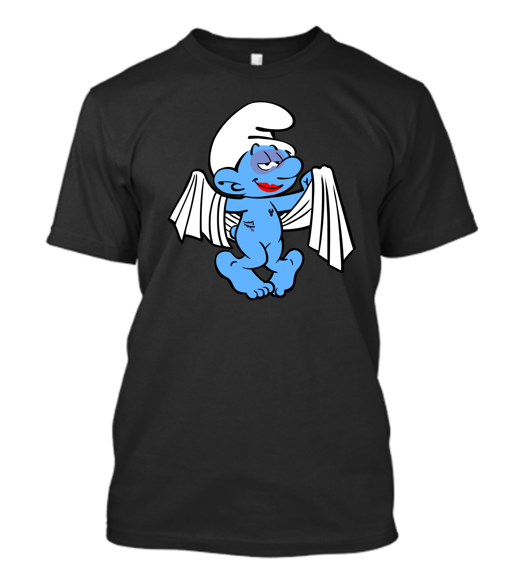 Three Apples Tall Blue Cartoon Character With Wings T-Shirt