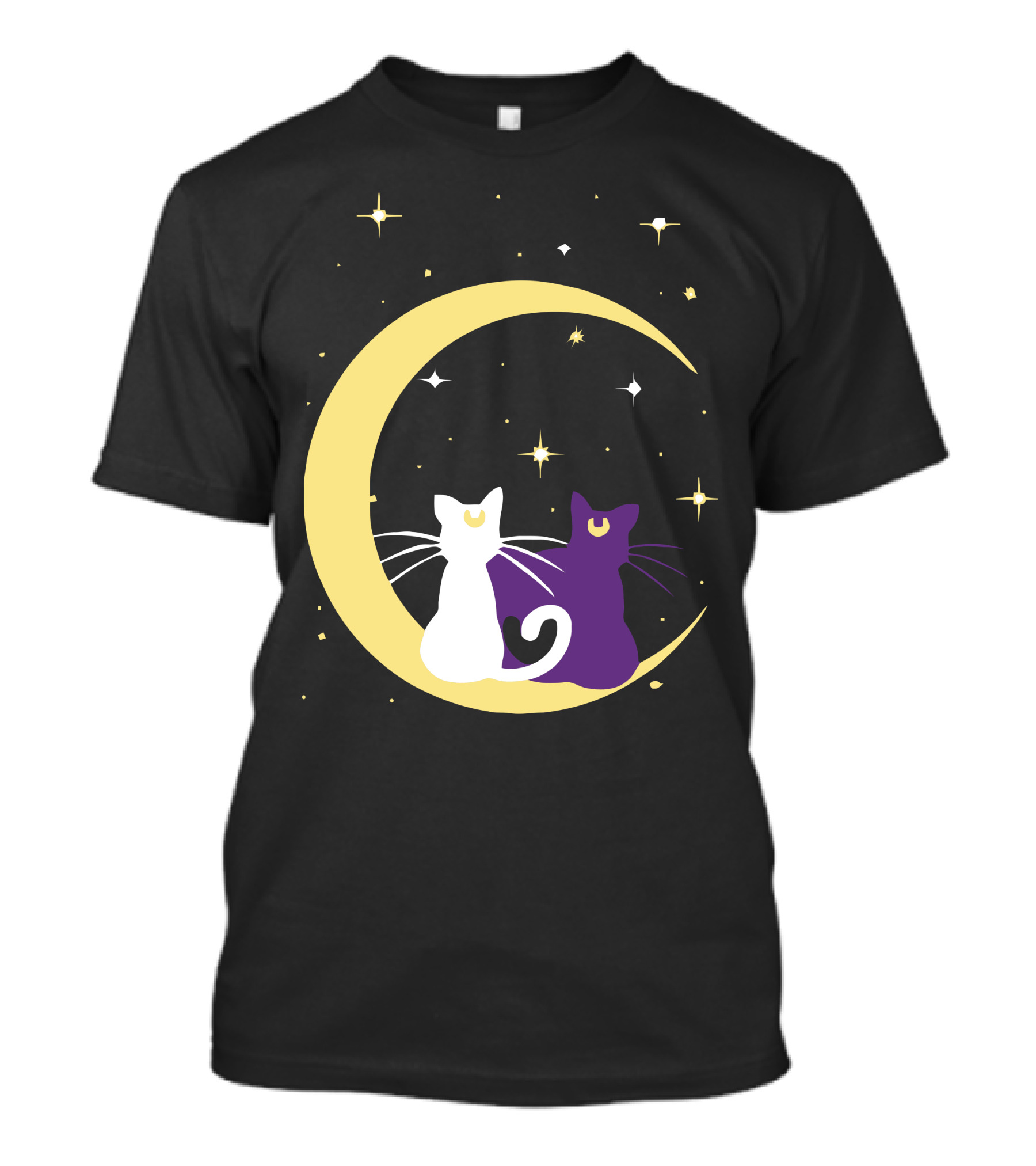 Sailor Moon Artemis Luna Cats On Crescent Moon T-Shirt