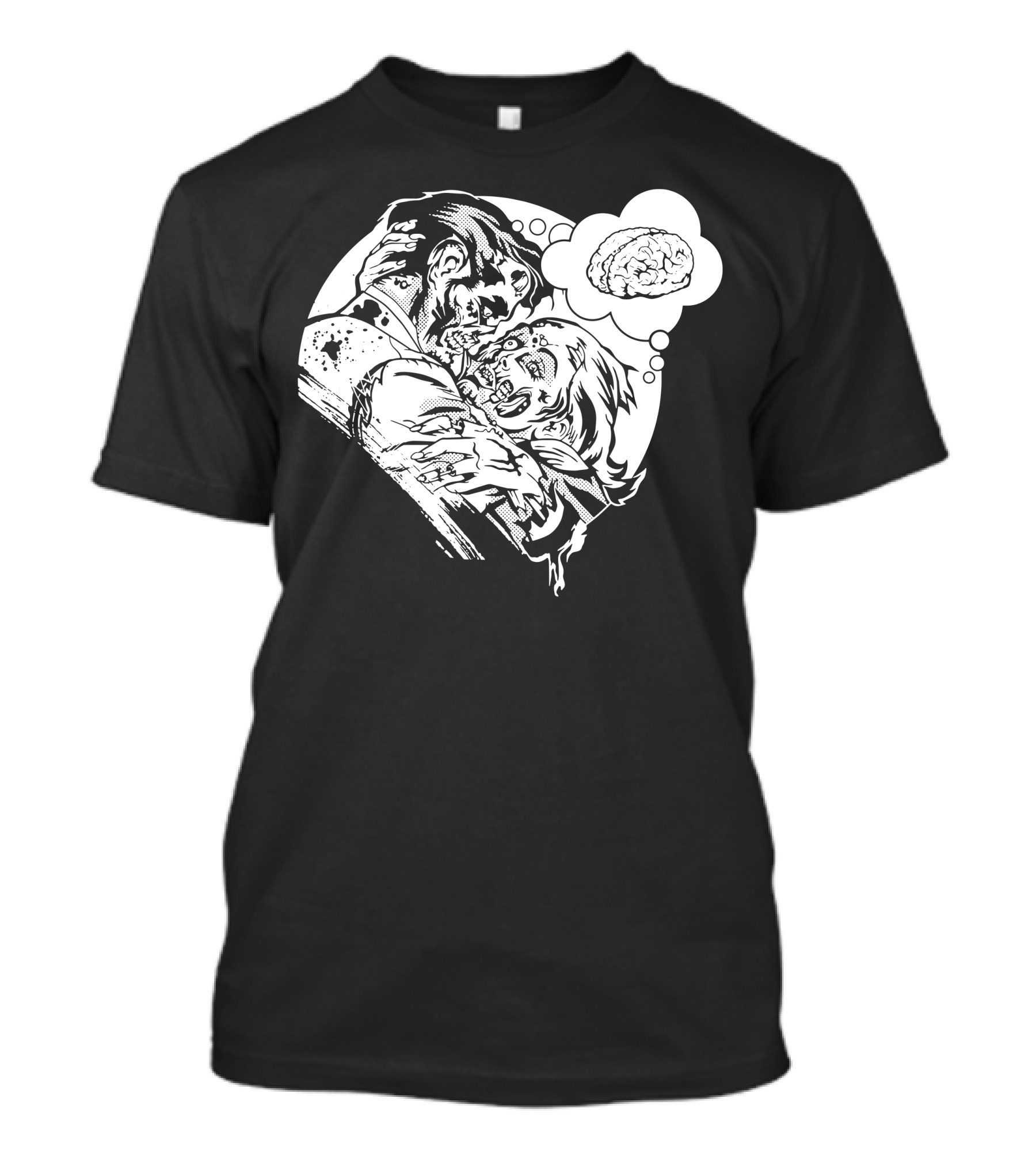 Undead Love Zombie Couple With Brain Thought Bubble T-Shirt
