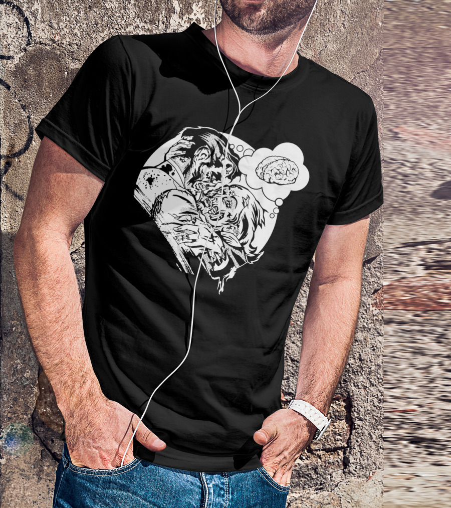 Undead Love Zombie Couple With Brain Thought Bubble T-Shirt