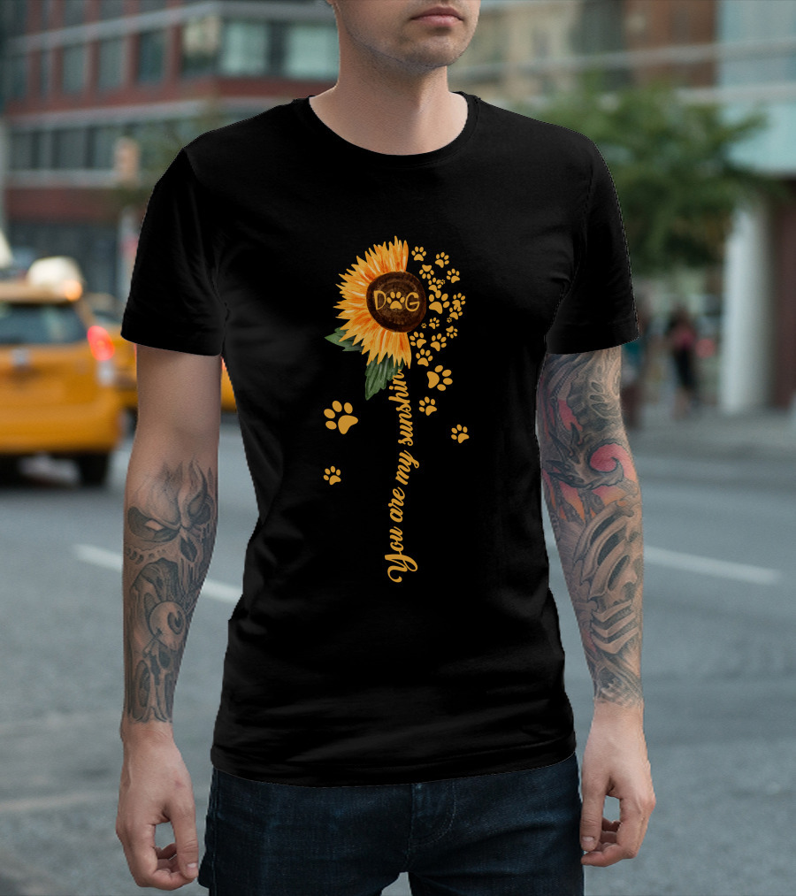 You Are My Sunshine Sunflower Dog Paws T-Shirt