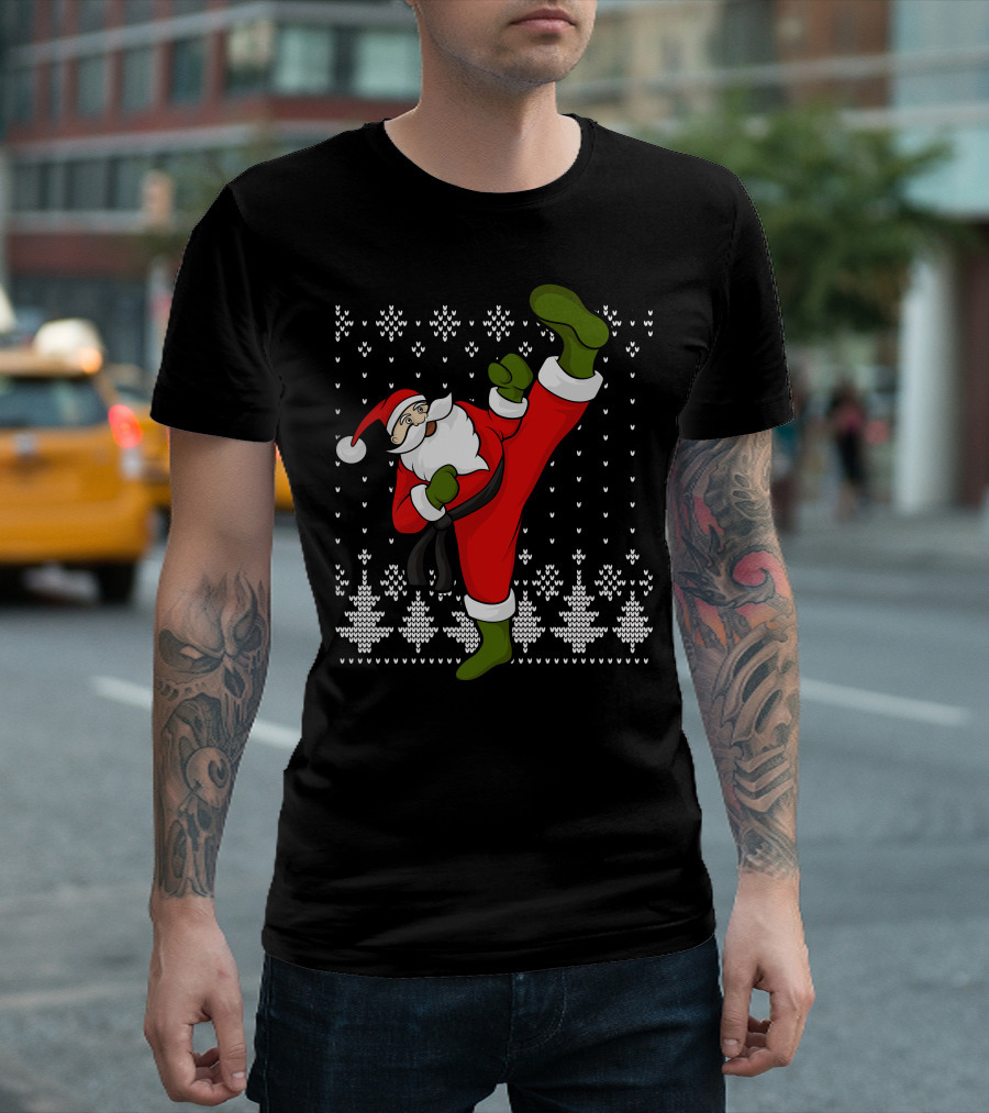 Santa Claus Christmas Karate Ugly T-Shirt