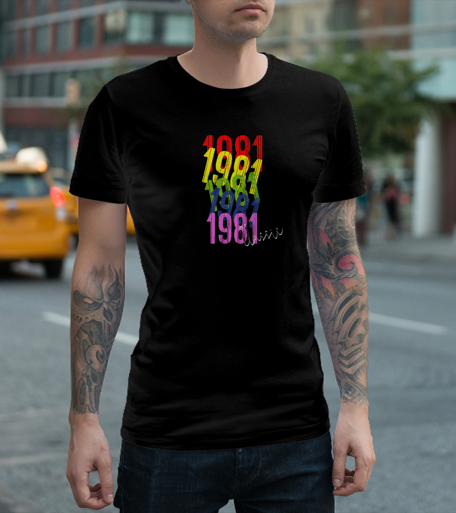1981 Classic Multicolor Stacked Text T-Shirt