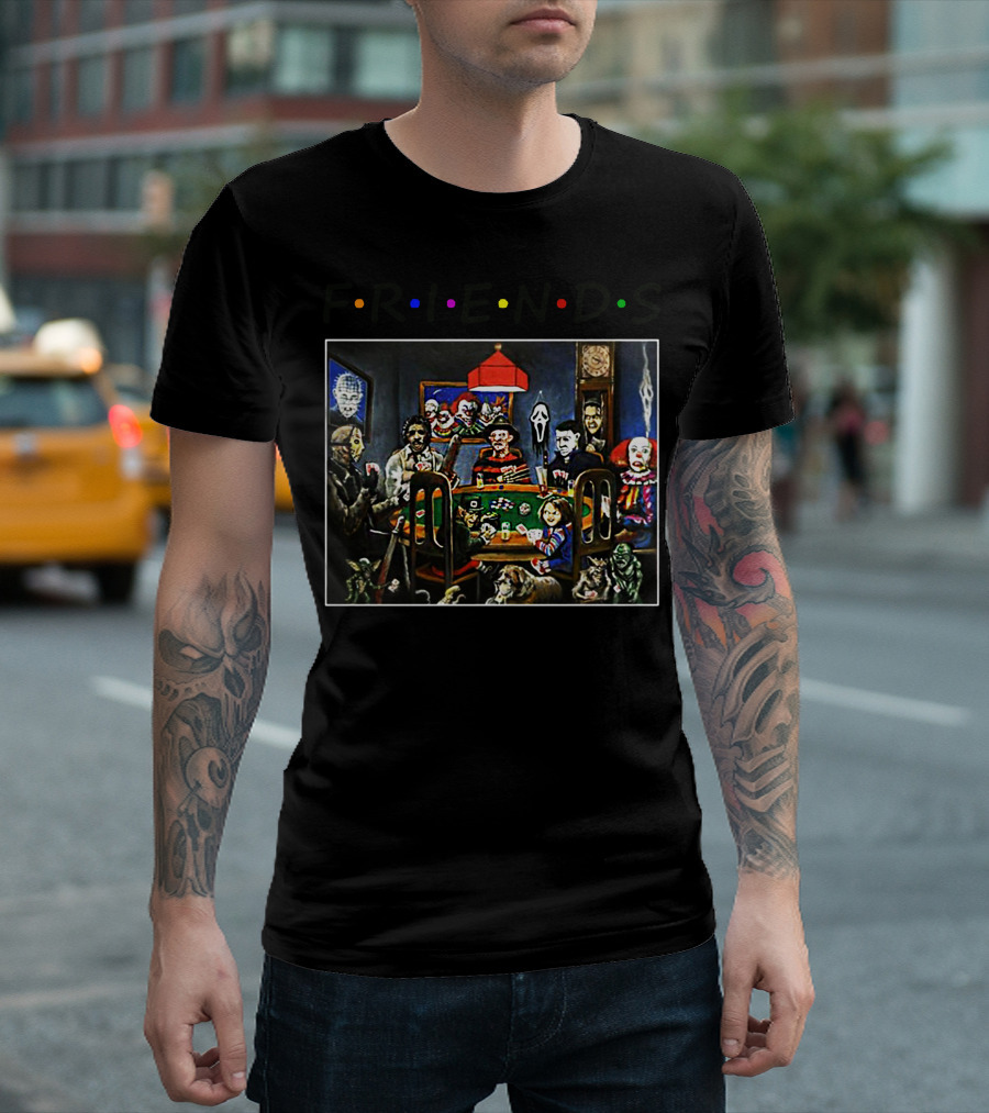 Friends Iconic Horror Characters Halloween Card Game Night T-Shirt