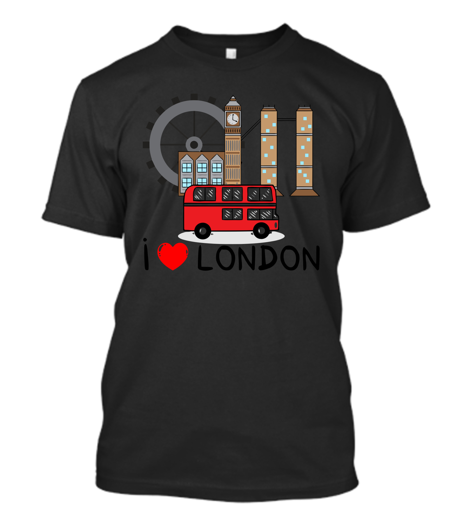 I Love London Red Bus Big Ben Ferris Wheel T-Shirt