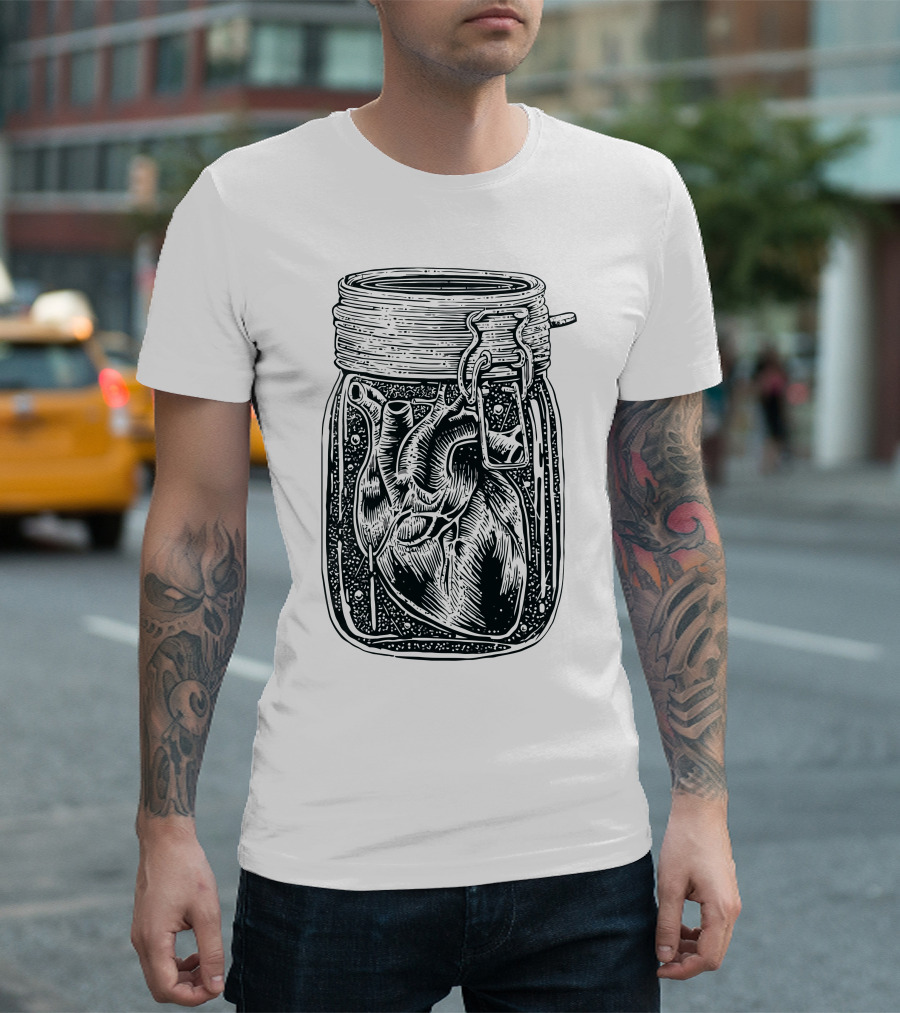 Jar Of Heart New Realistic Anatomical Heart in Jar T-Shirt