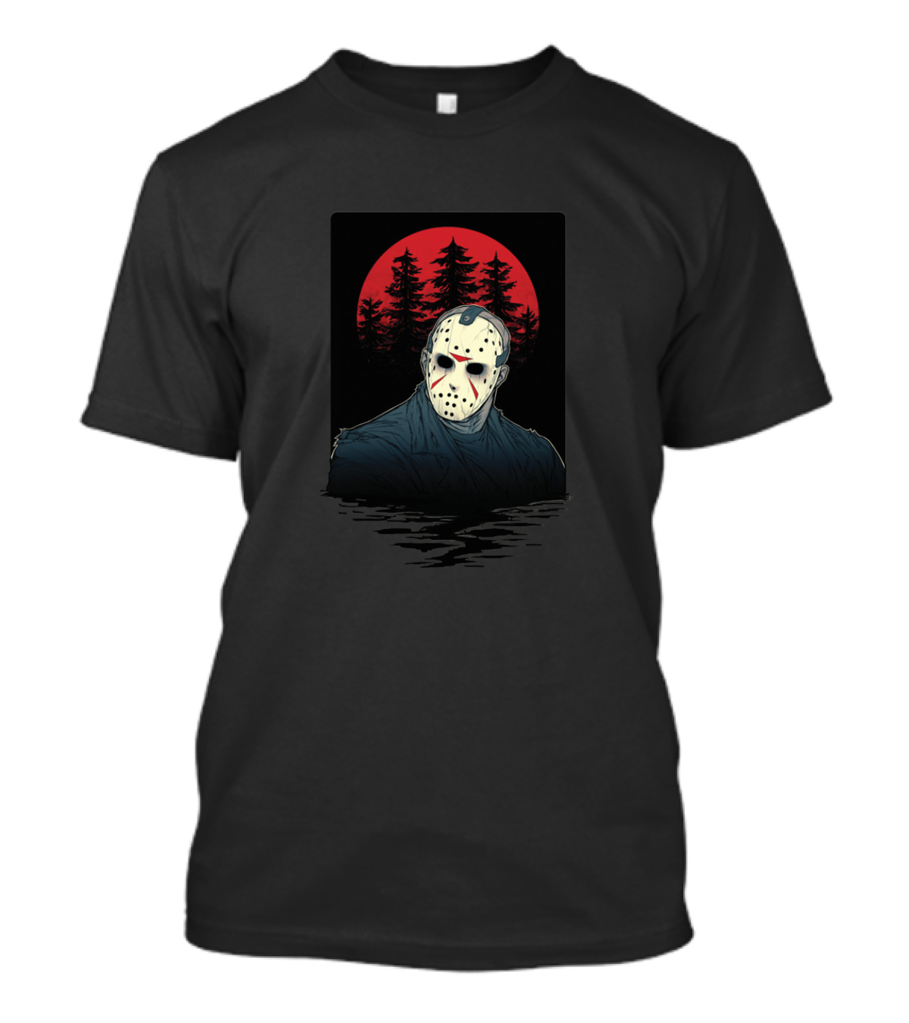 Mama Horror Masked Figure Red Moon Forest T-Shirt