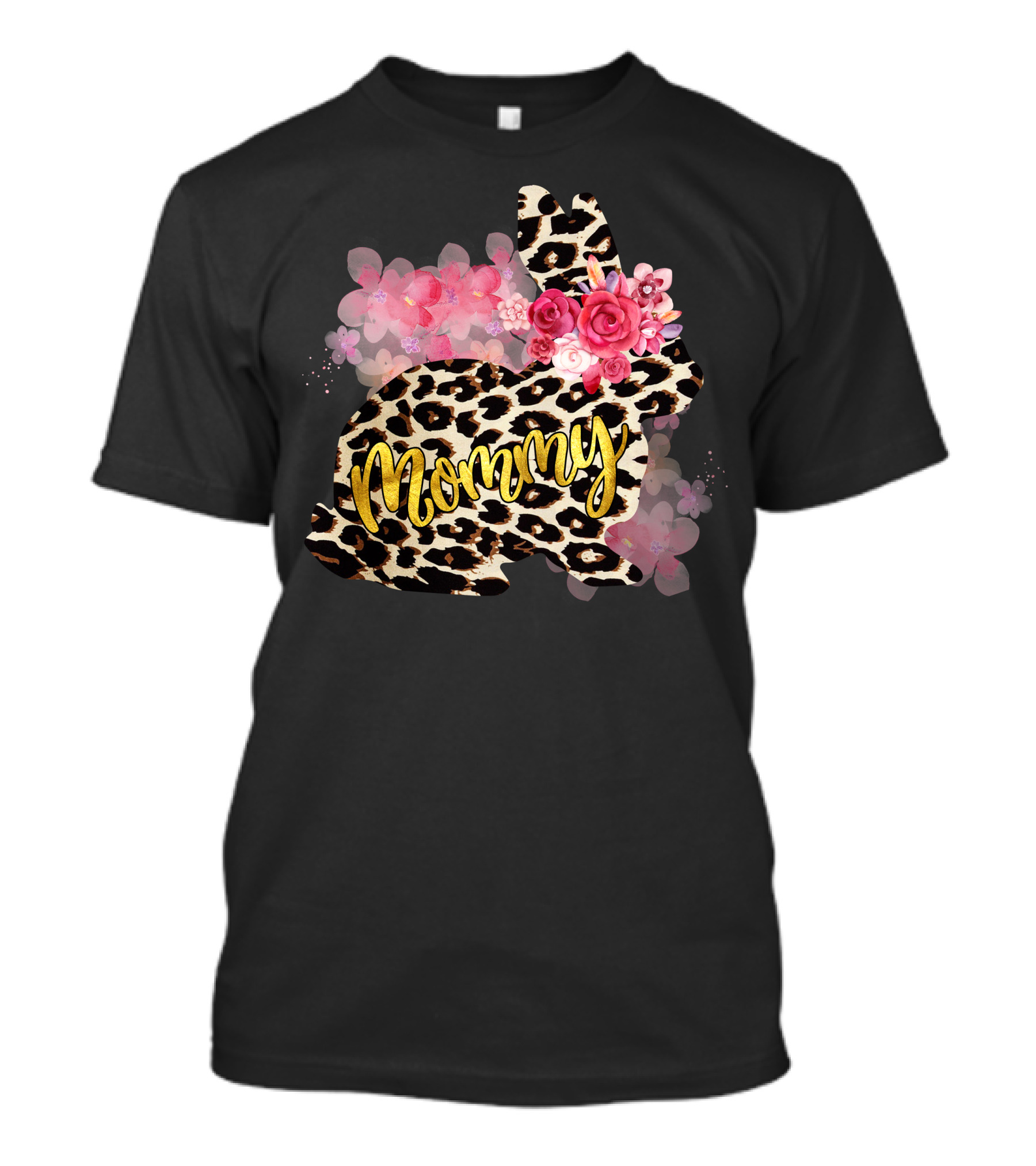 Mommy Leopard Rabbit Rose Floral Blossoms T-Shirt