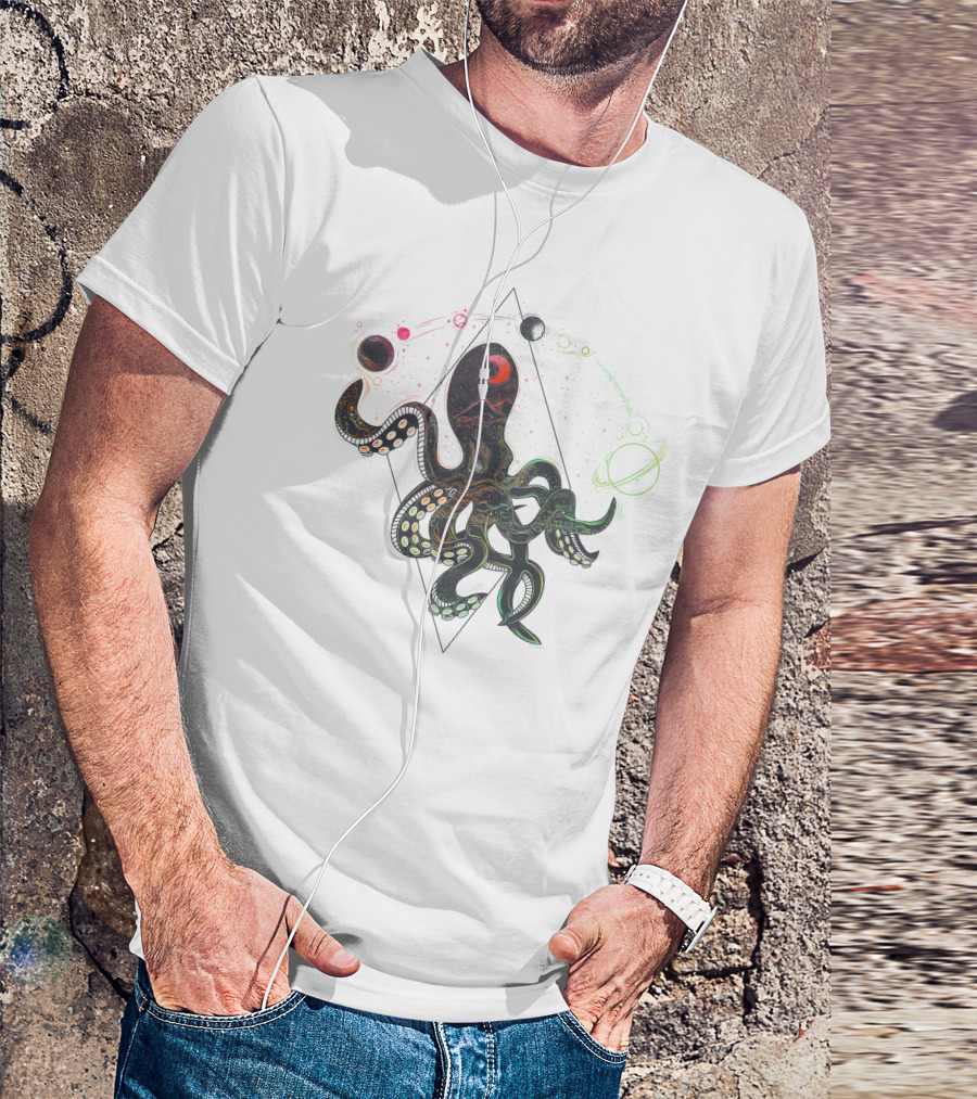 Octopus Space Cosmic Orbit Galaxy Planetary Celestial T-Shirt