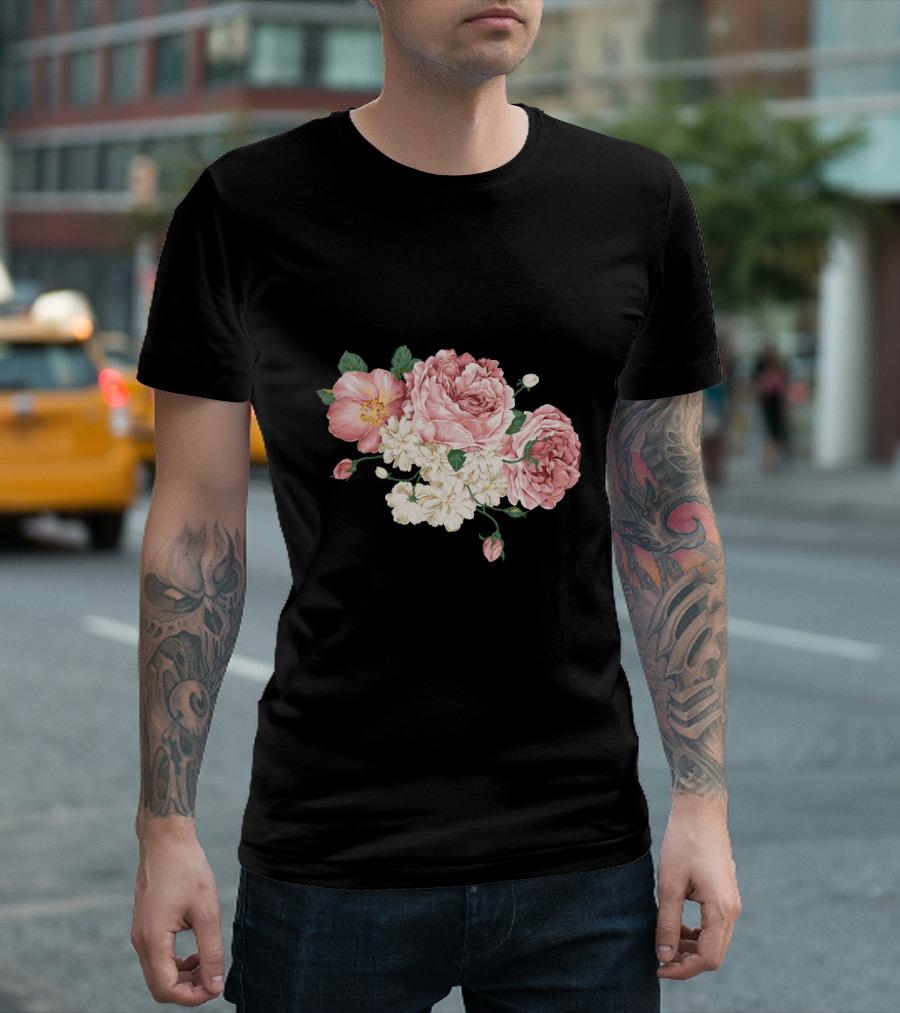Roses Peonies Floral Bouquet T-Shirt