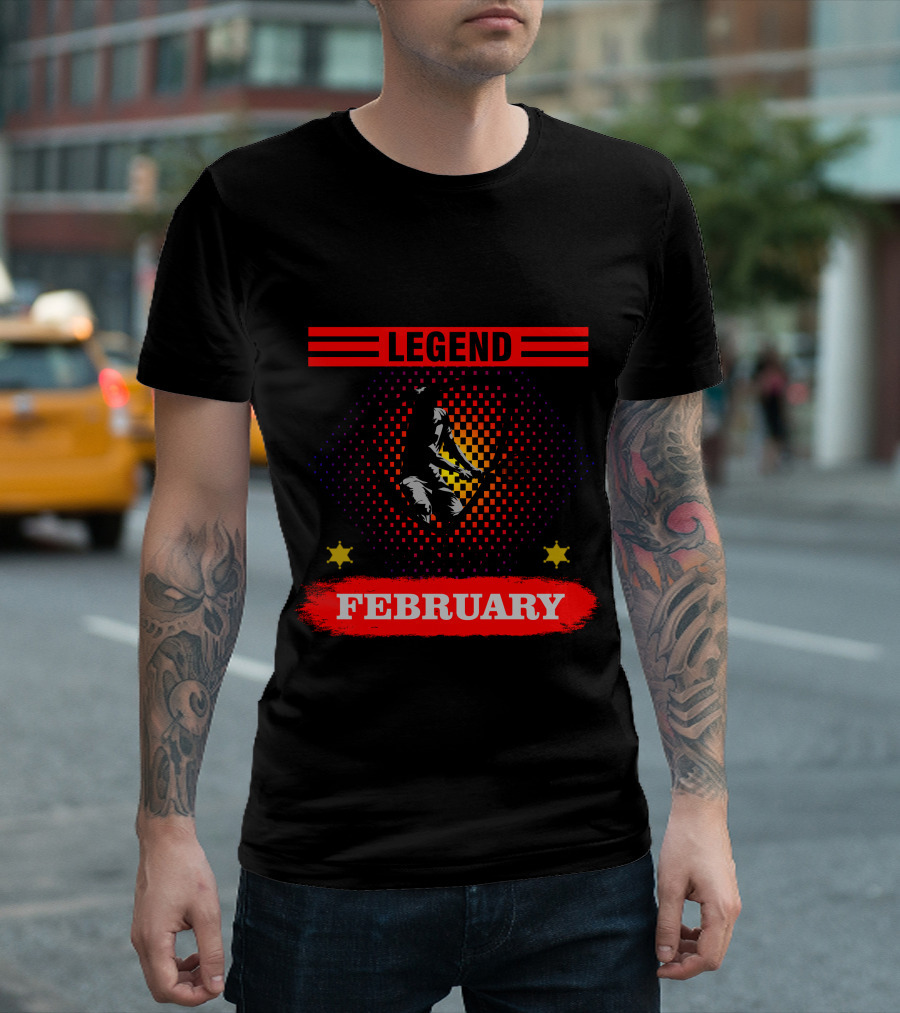 Tennis Legend February Born Athlete With Shield And Stars T-Shirt