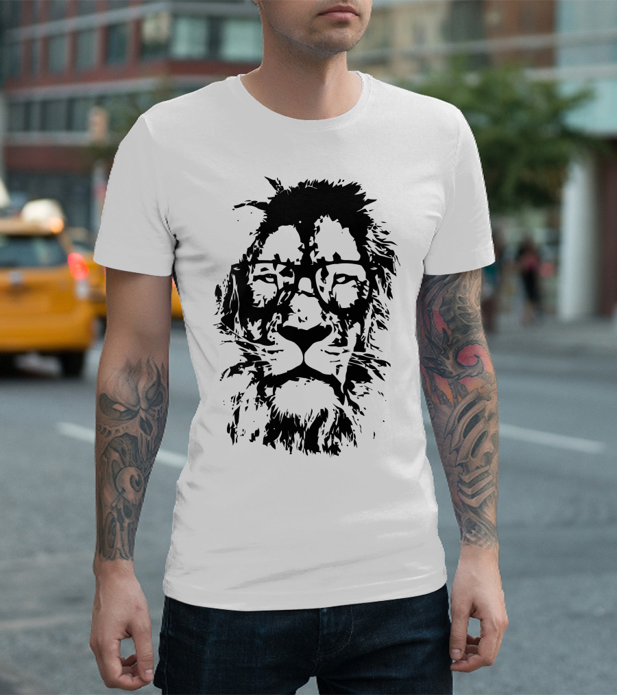 King Lion With Glasses In The Library T-Shirt