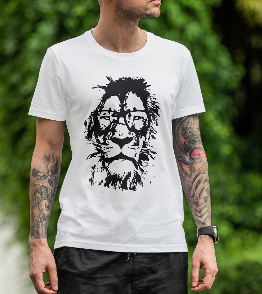 King Lion With Glasses In The Library T-Shirt