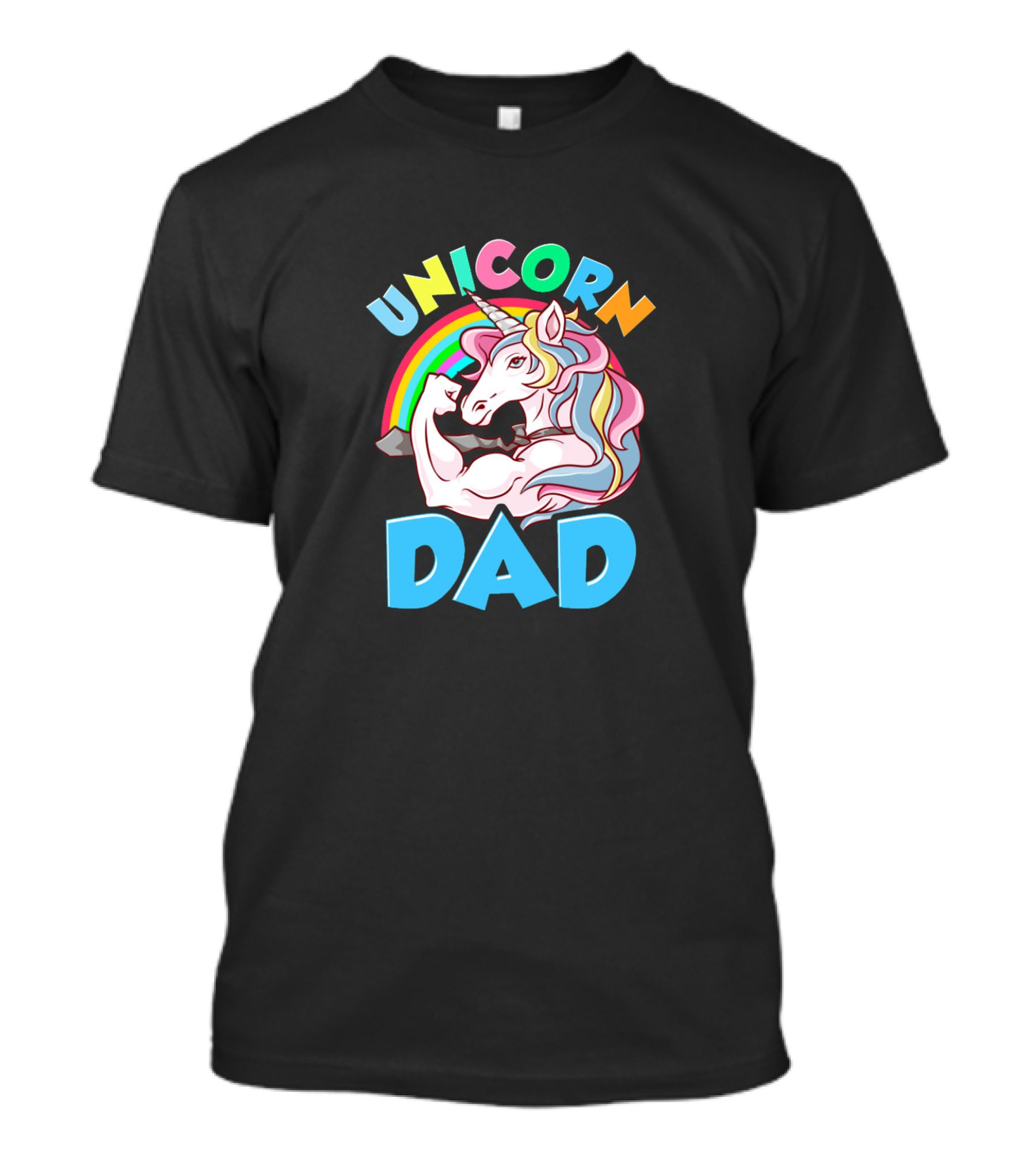 Unicorn Dad Cool Awesome Muscular Rainbow T-Shirt