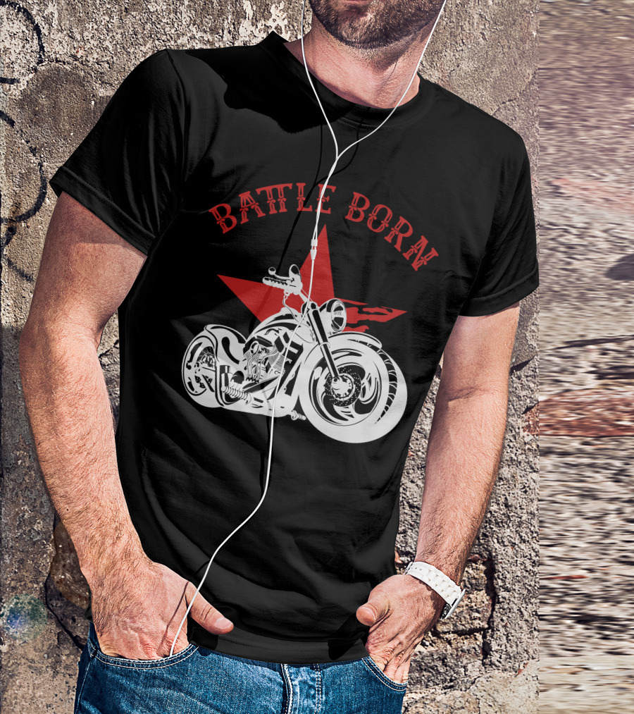 Battle Born Motorcycle With Red Star T-Shirt