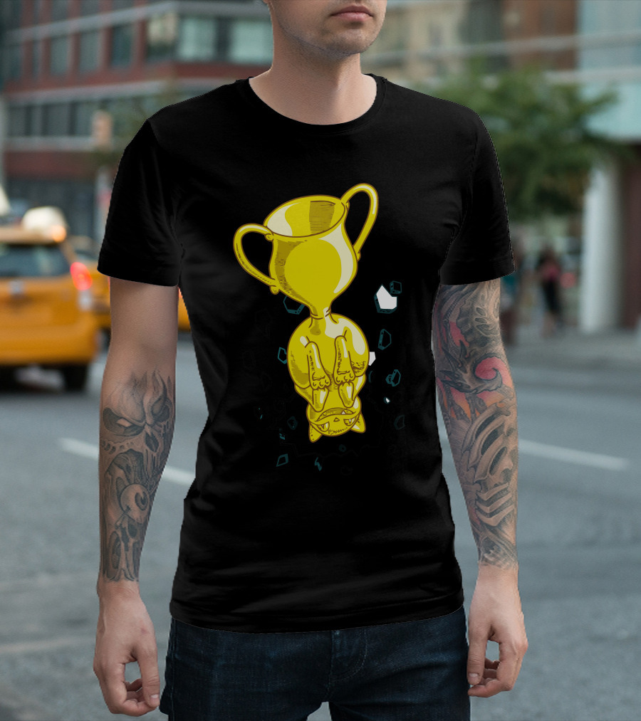 Catasstrophy Upside-Down Trophy with Cat Paw Prints T-Shirt