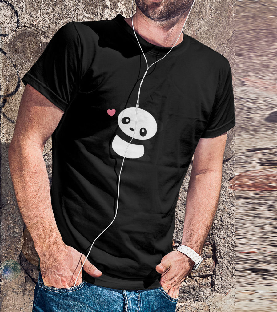 Chasing Hearts Kawaii Cute Panda Hugging Heart T-Shirt