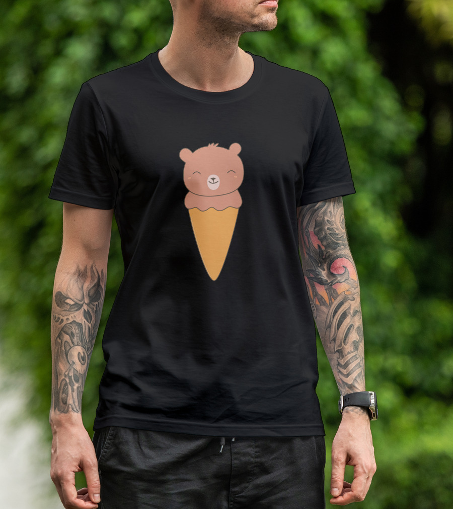 Chocolate Brown Bear Ice Cream Cone Delight T-Shirt