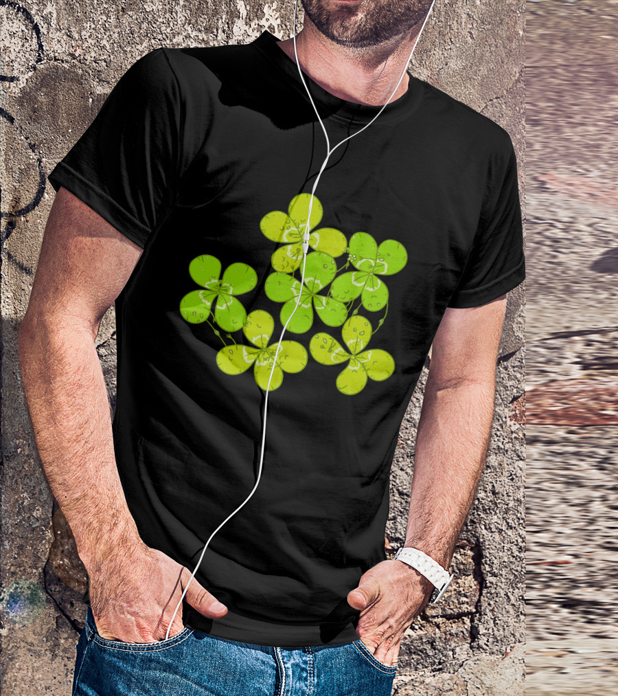 Clovers With Dewdrops Vector T-Shirt