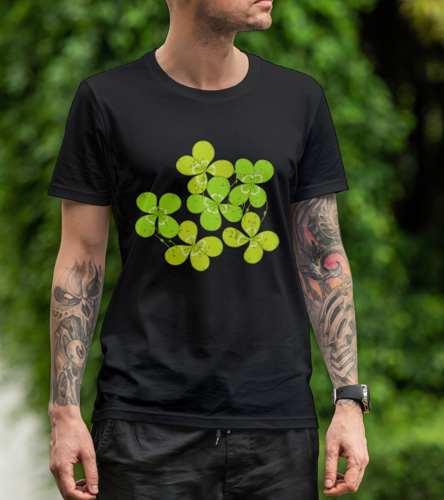 Clovers With Dewdrops Vector T-Shirt