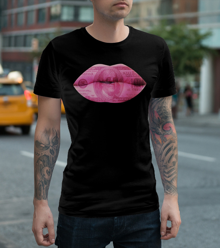 Dollar Bill Lips Pink Currency Fusion T-Shirt