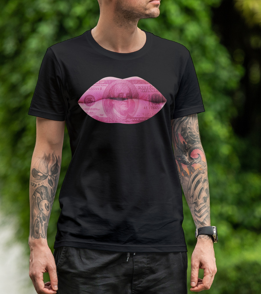 Dollar Bill Lips Pink Currency Fusion T-Shirt