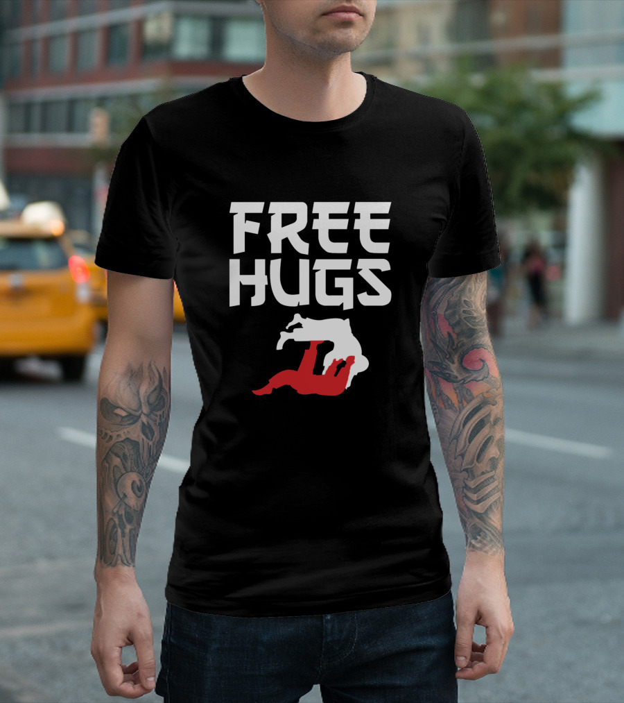 Free Hugs BJJ Jiu Jitsu Takedown Humor T-Shirt