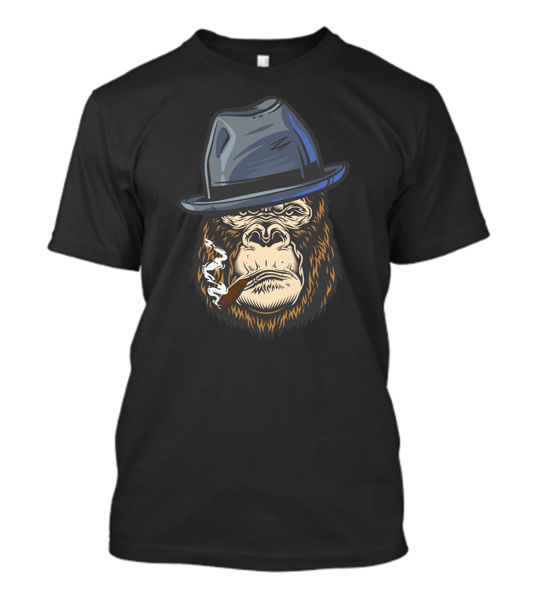 Gangster Monkey Smoking Cigar With Fedora Hat T-Shirt