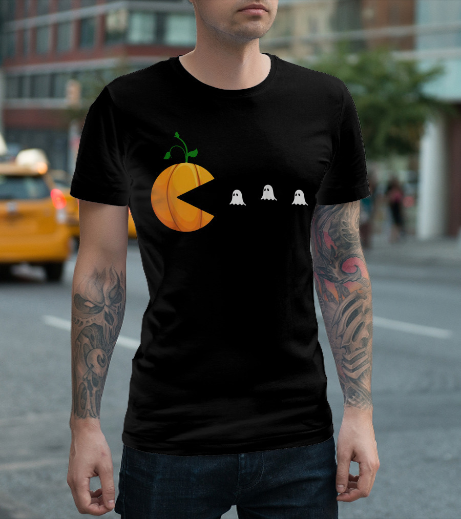 Halloween Pumpkin Pac-Man Ghosts T-Shirt