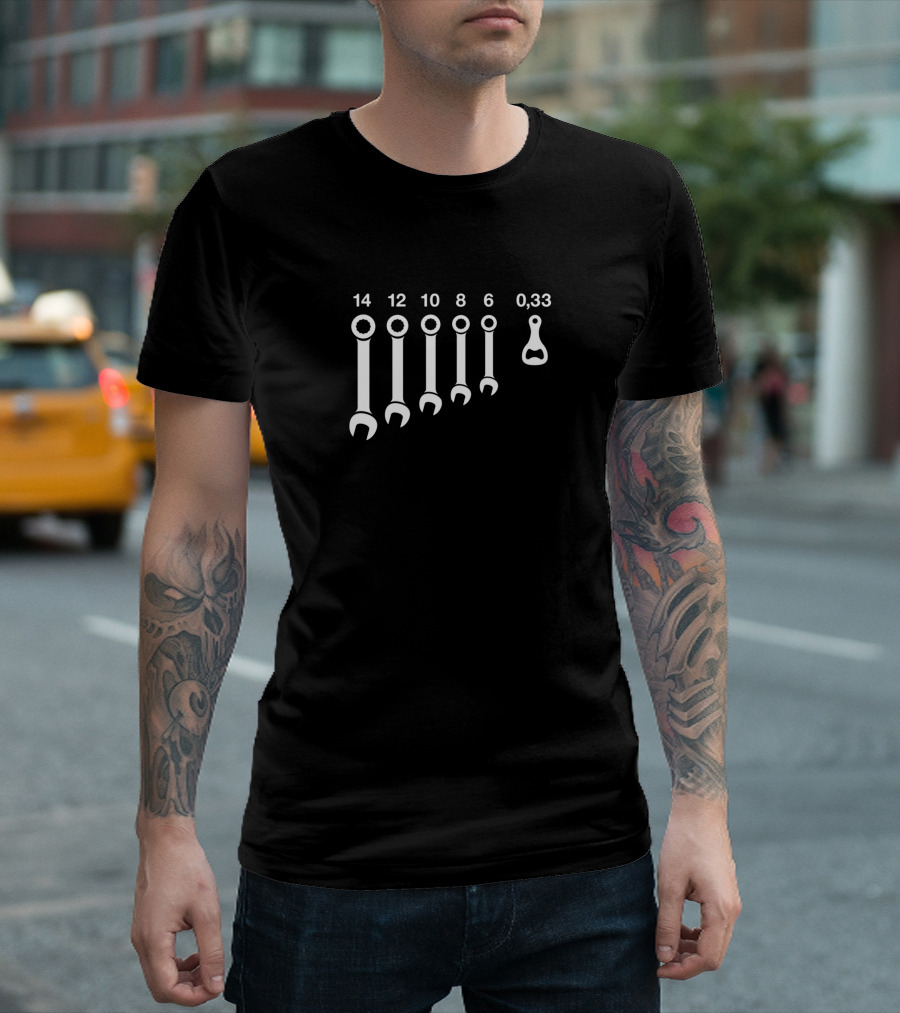 14 12 10 8 6 0,33 Wrench Bottle Opener T-Shirt