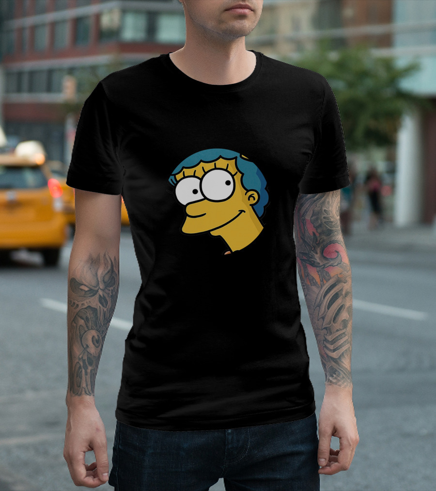 Meggie Blue-Haired Cartoon Character Head Close-Up T-Shirt