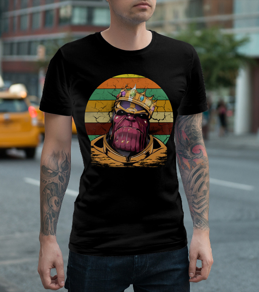 Mma Thanos Wearing Crown Retro Stripes T-Shirt