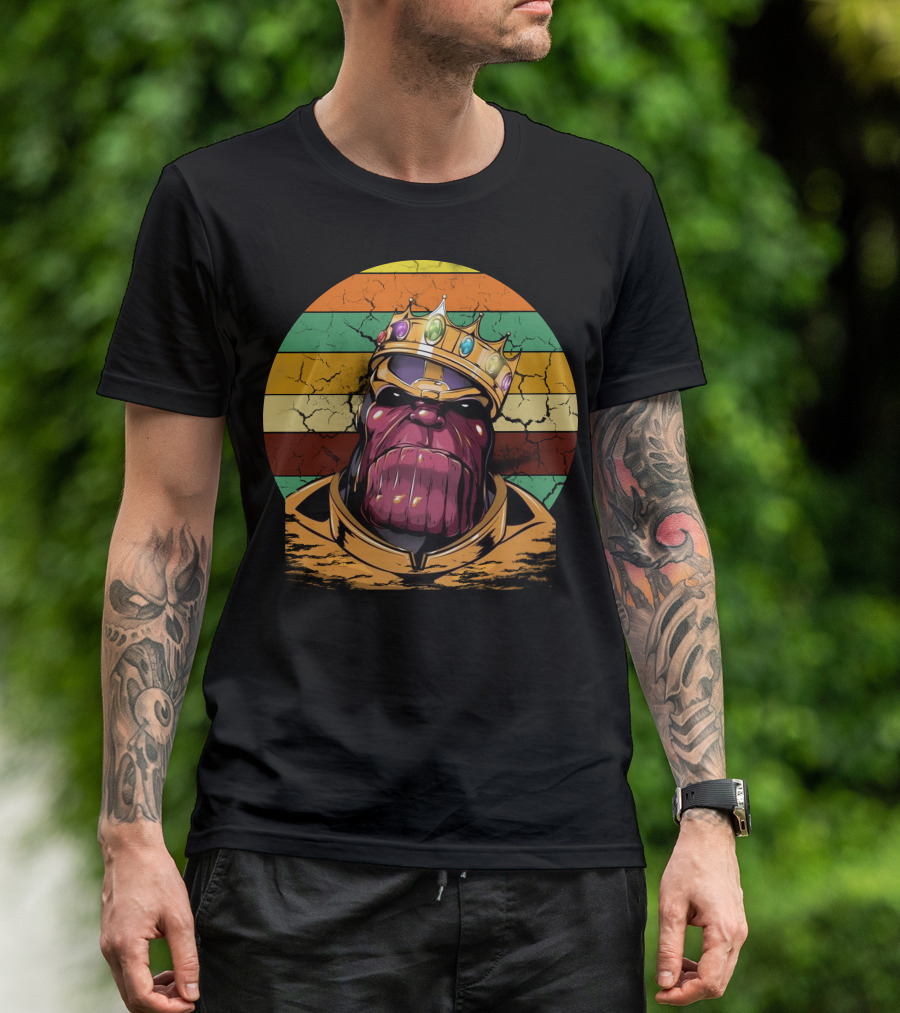 Mma Thanos Wearing Crown Retro Stripes T-Shirt