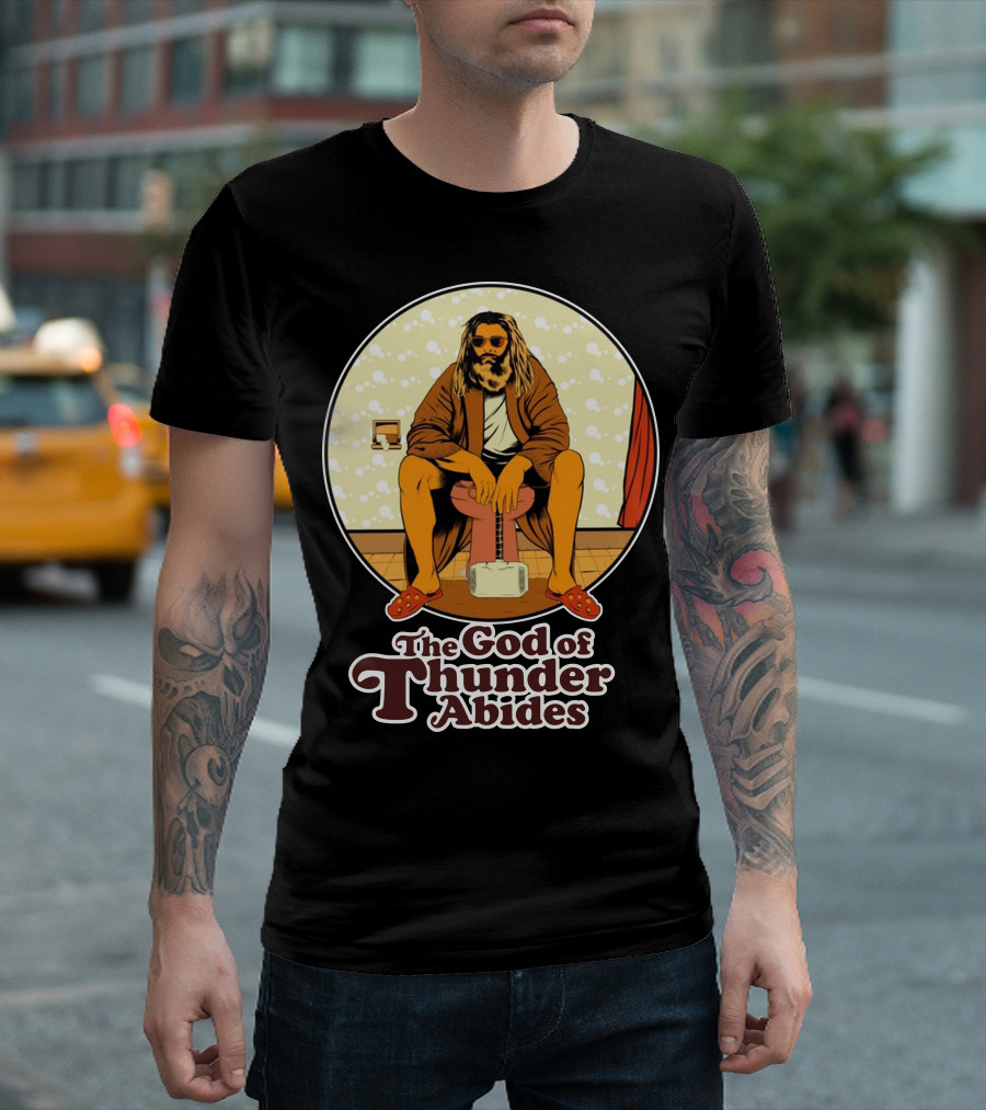 The God Of Thunder Abides In Bathrobe With Hammer And Red Sandals T-Shirt