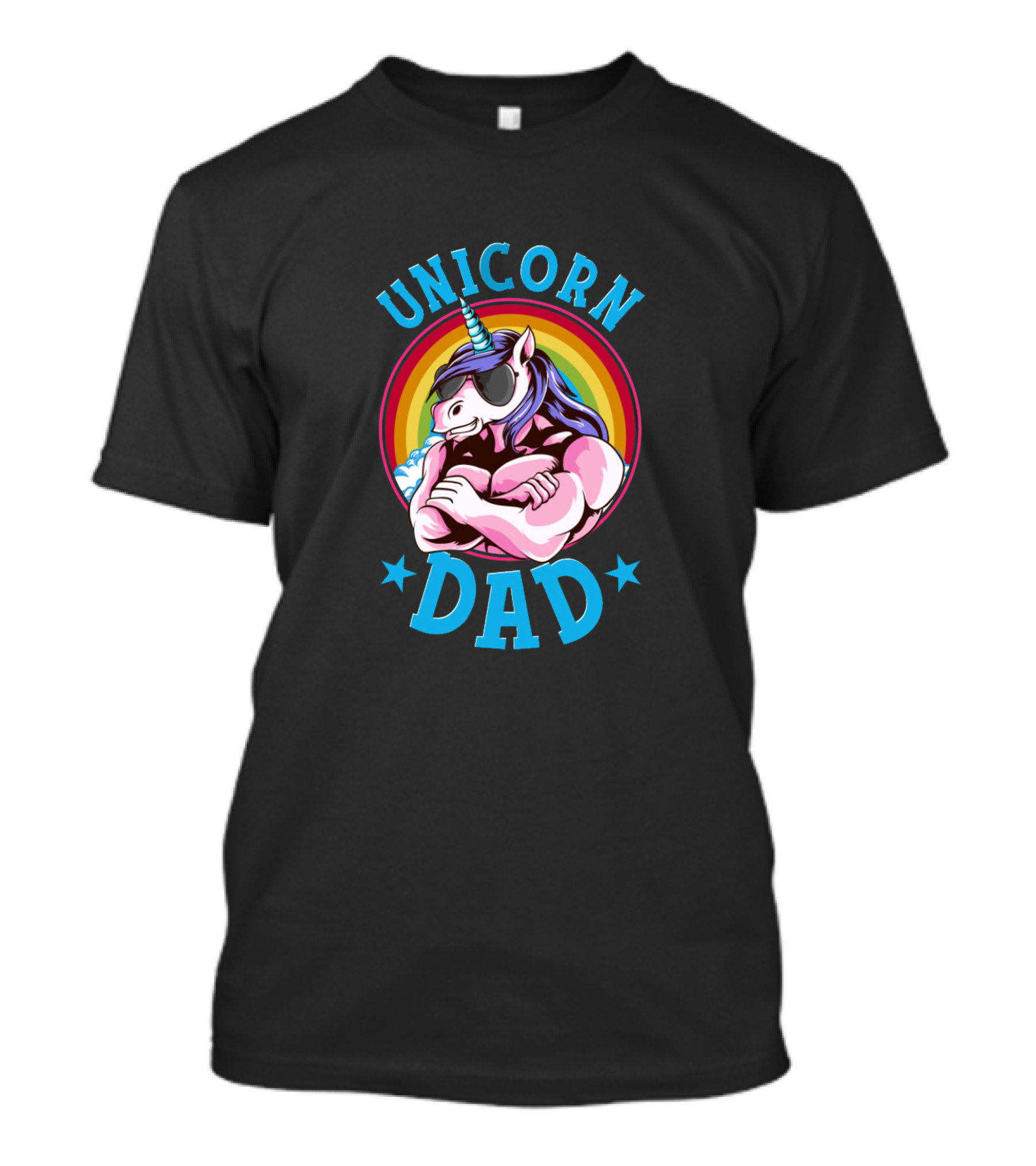 Unicorn Dad Muscular Sunglasses Rainbow T-Shirt