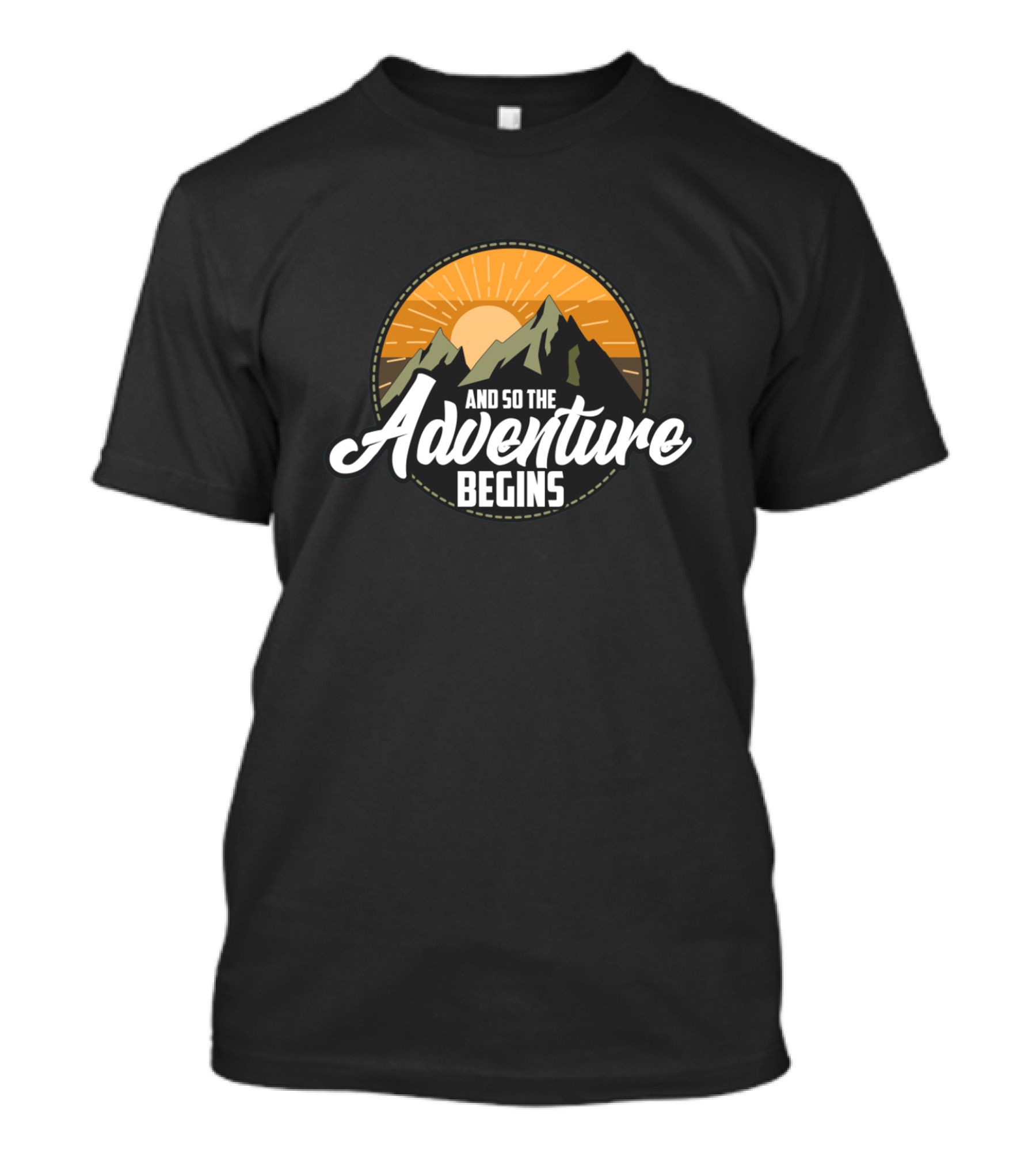 Adventure Begins Camping Mountain Sunrise Nature Journey T-Shirt