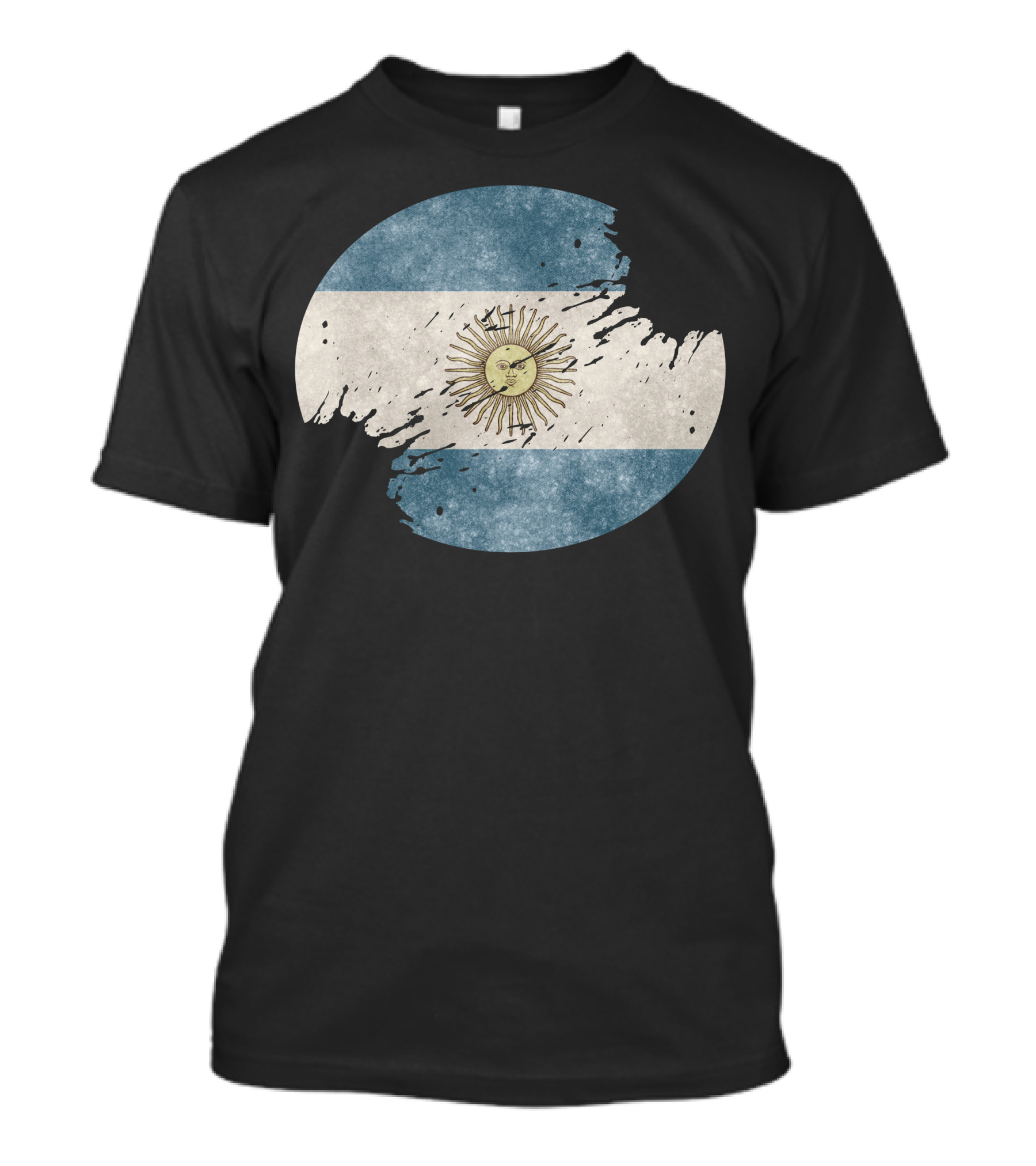 Argentina Flag Distressed Sun And Stripes Emblem T-Shirt