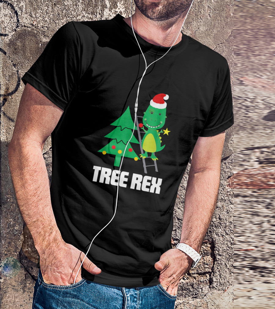 Tree Rex Dinosaur Christmas Tree Dino Lover Santa Hat Holiday Humor T-Shirt