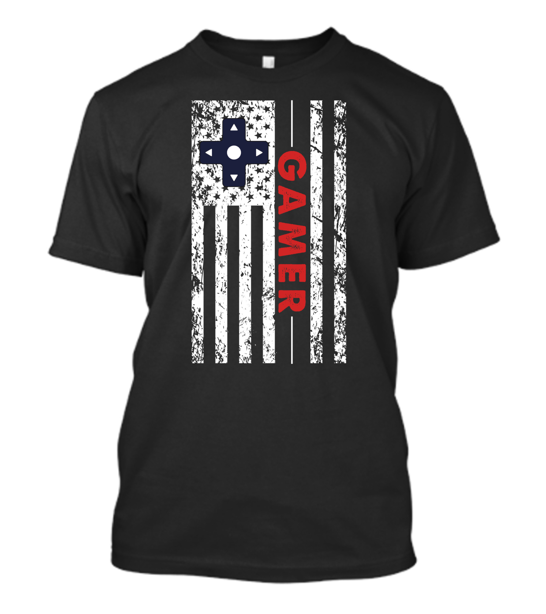 Gamer Flag Grunge Design With D-Pad T-Shirt